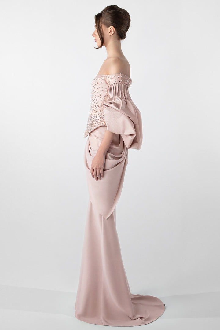 Off-Shoulder Embellished Gown