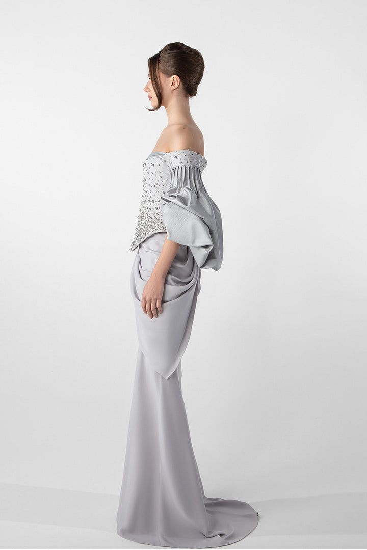 Off-Shoulder Embellished Gown
