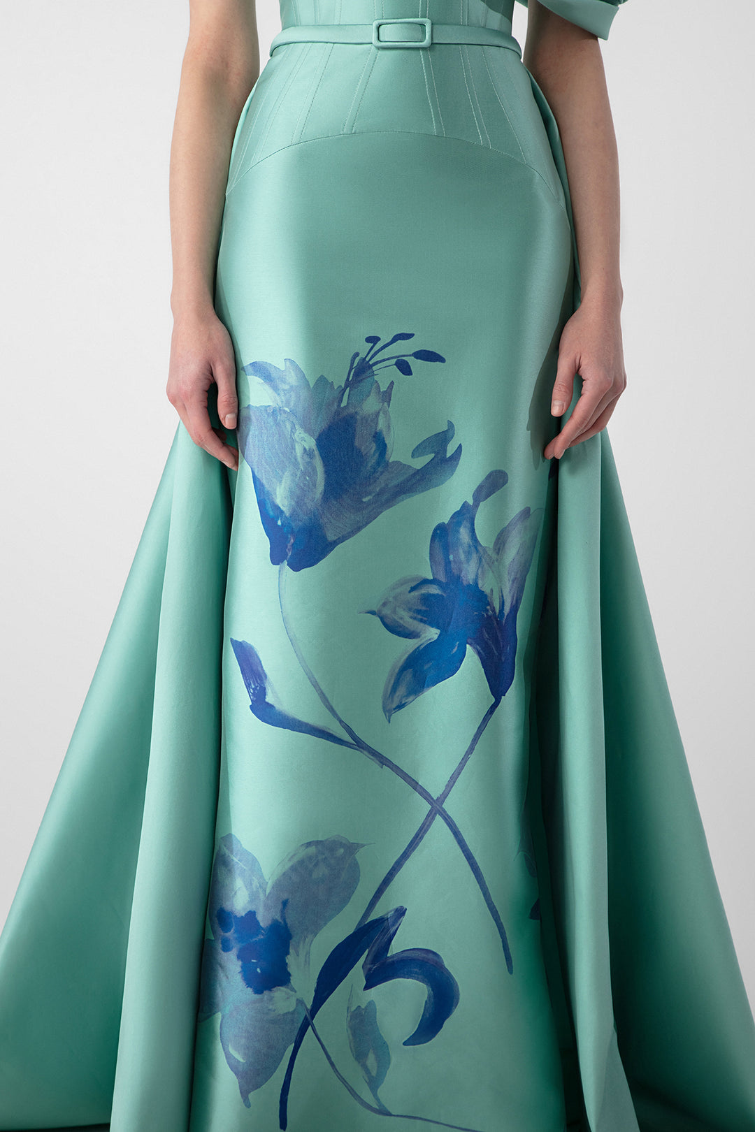 Pleated Corset Dress with Printed Detail