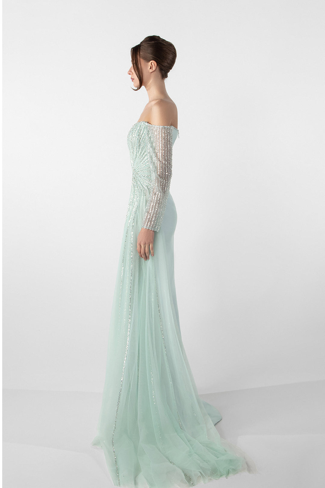 Asymmetrical Off-Shoulder Dress with Embroidery