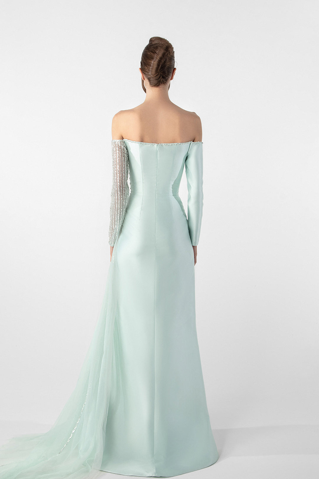 Asymmetrical Off-Shoulder Dress with Embroidery