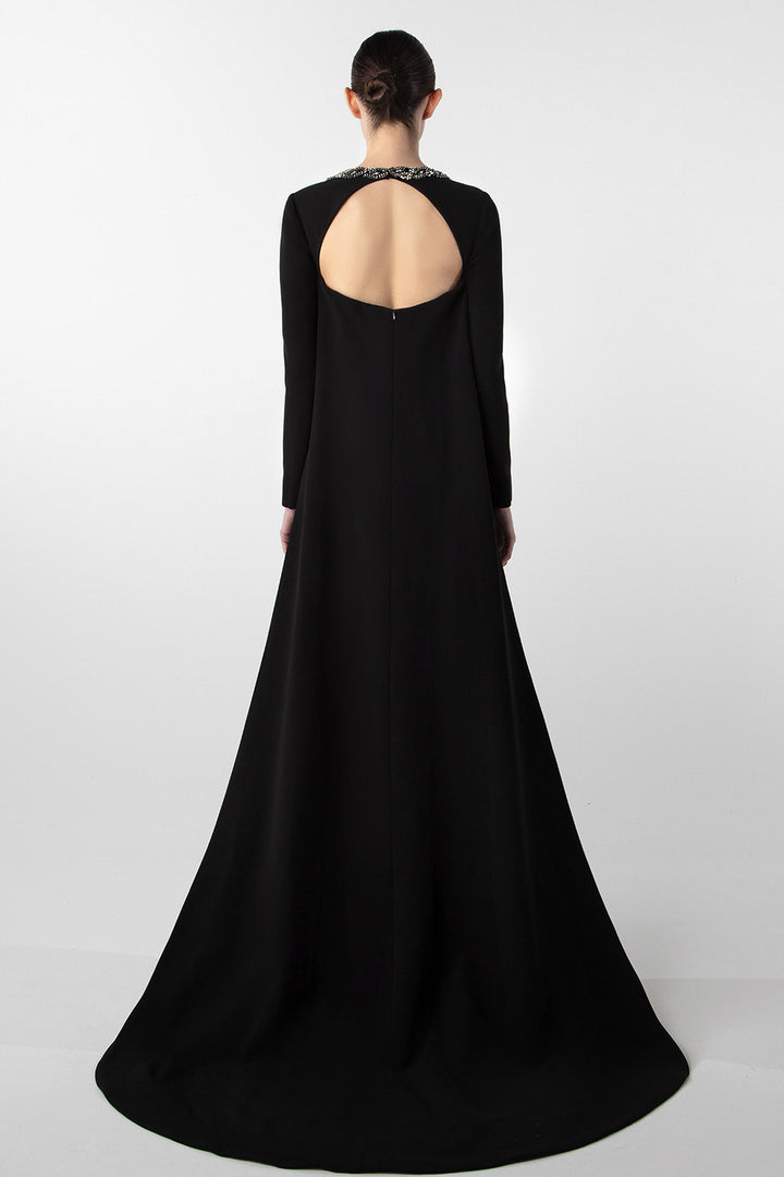 Embroidered Gown with Dramatic Train