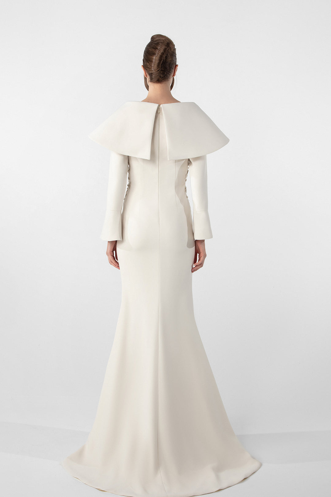 Mermaid Crepe Dress with Embroidered Bodice