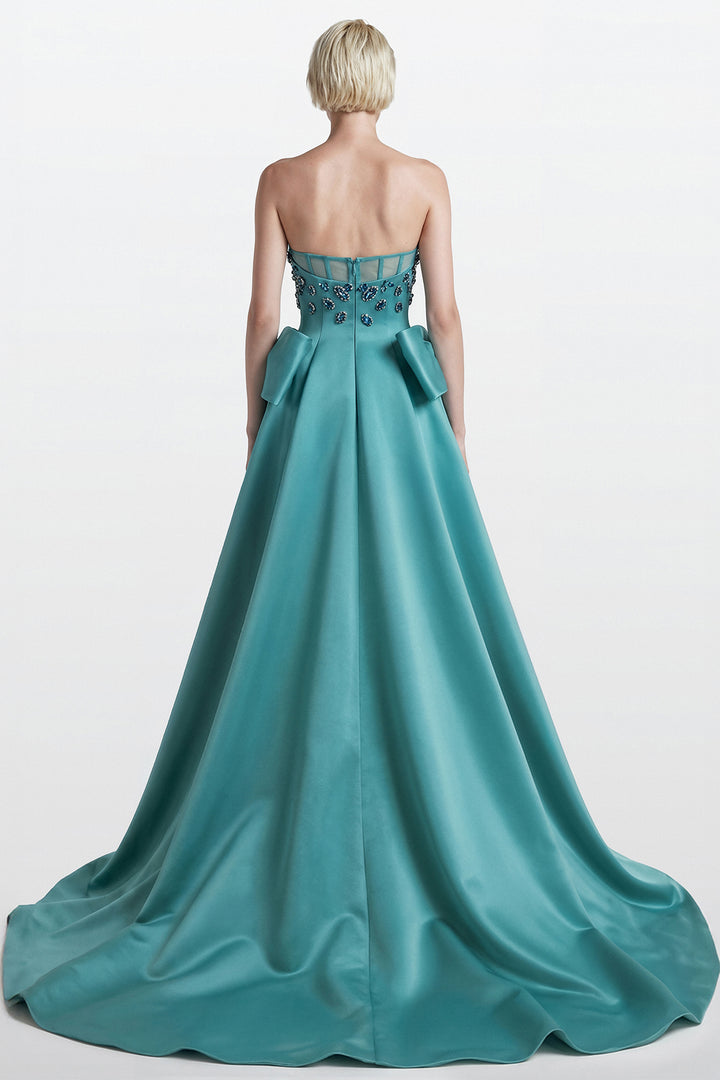 Strapless Embellished Bow Gown