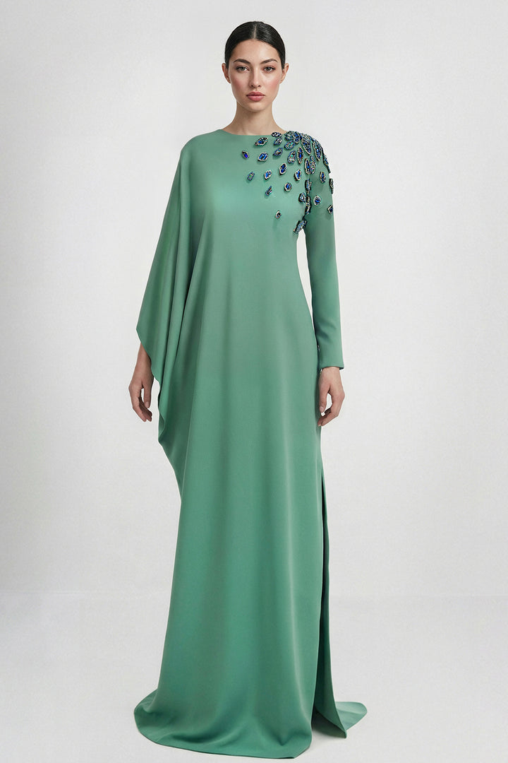 Crepe reverse satin gown