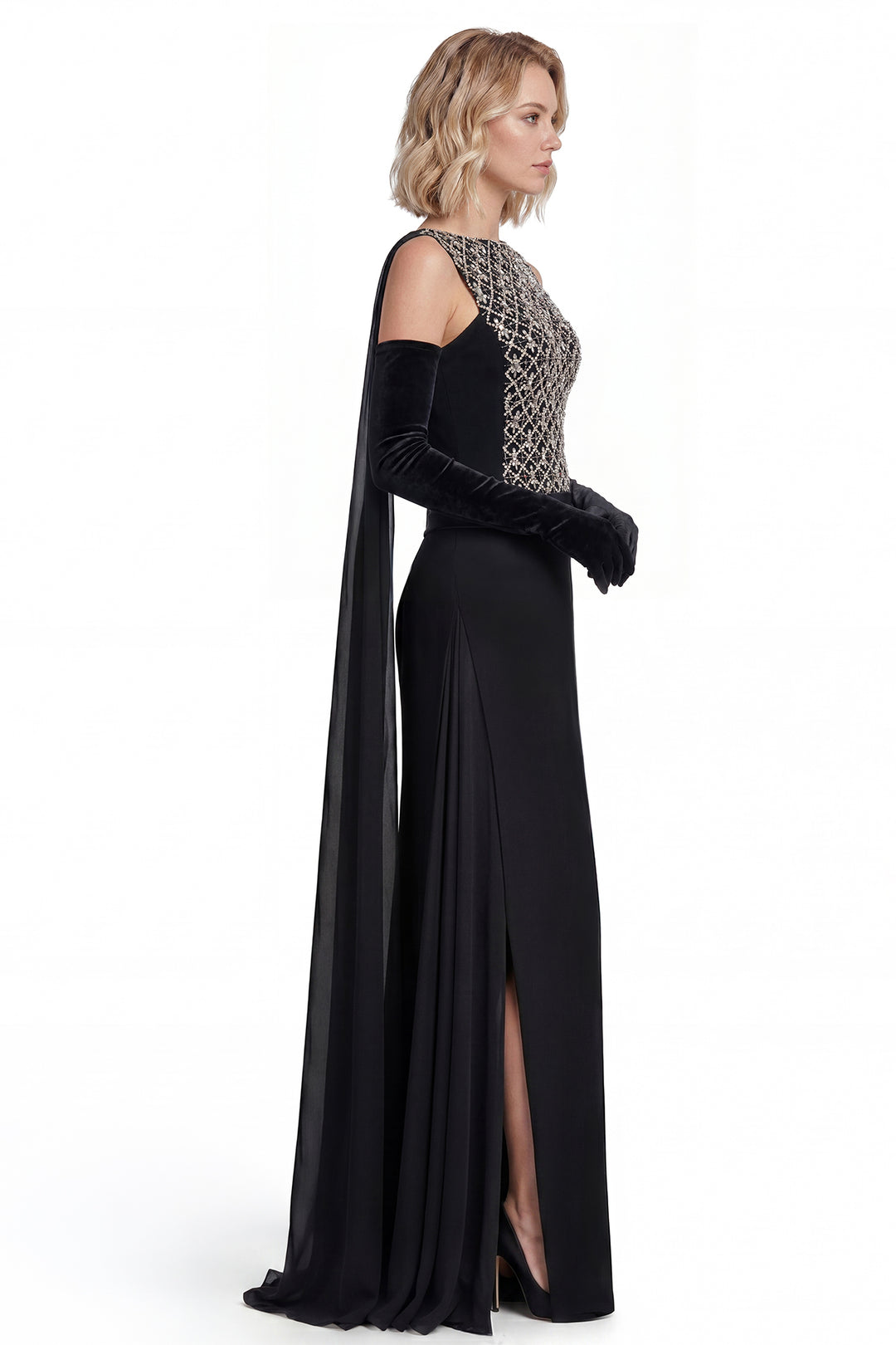 Swarovski Embroidered Crepe Gown