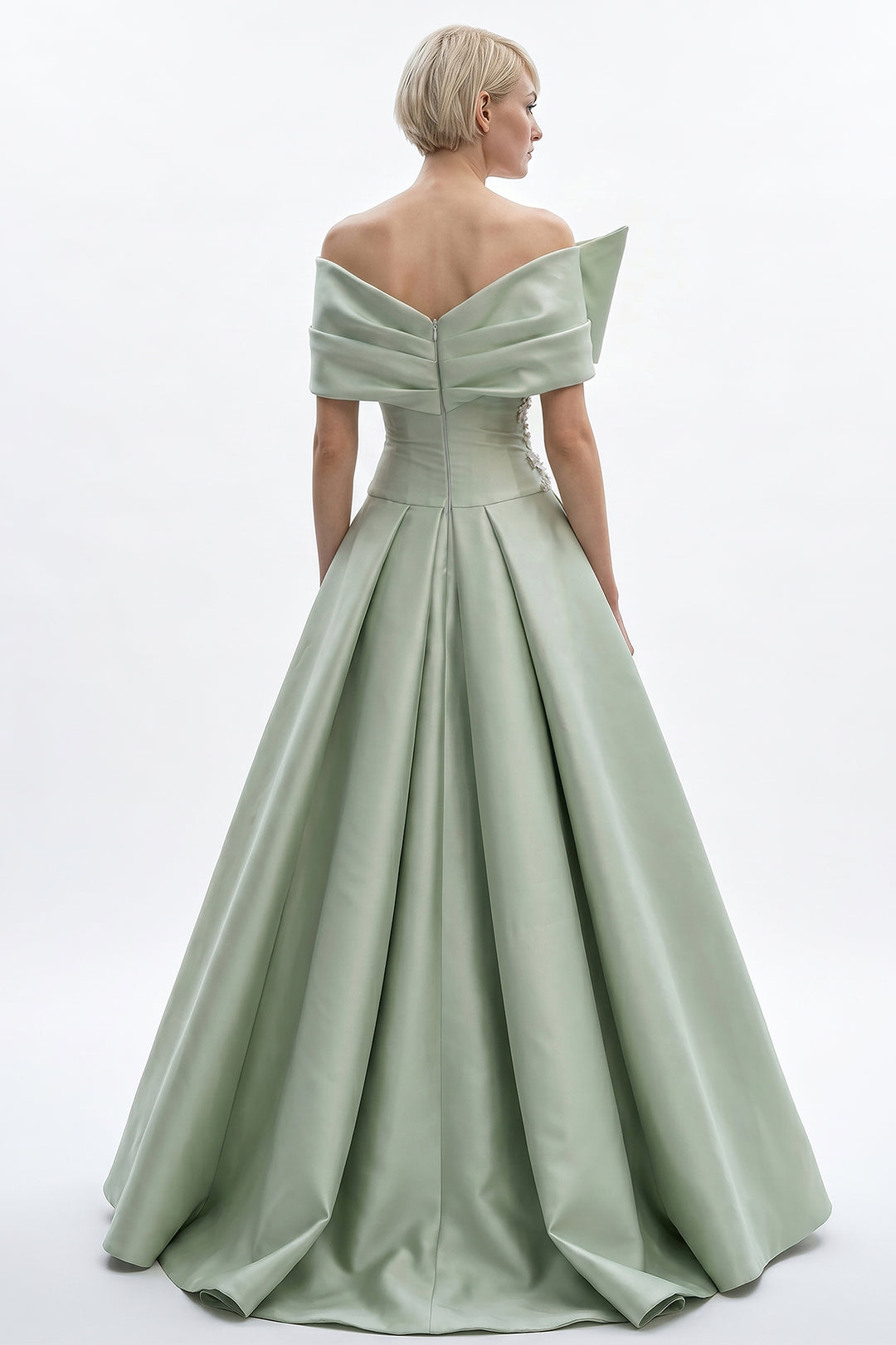 Off-Shoulder Satin Ball Gown