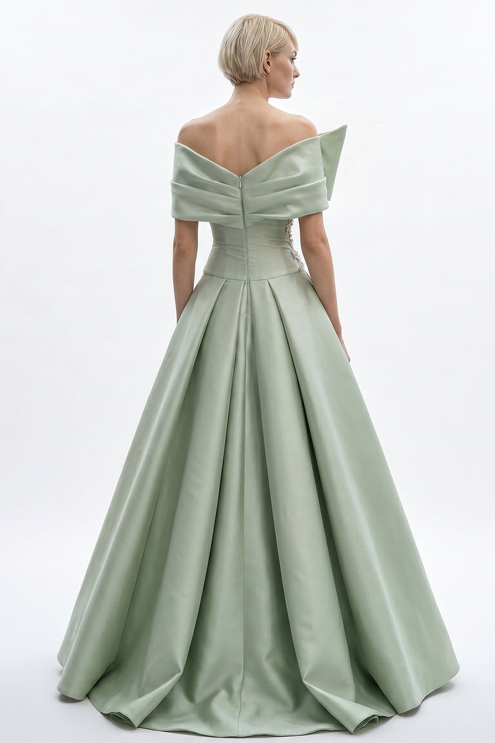 Off-Shoulder Satin Ball Gown