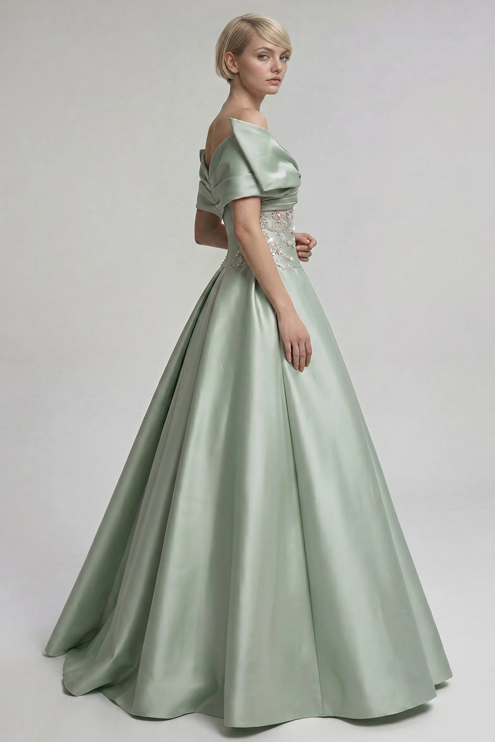 Off-Shoulder Satin Ball Gown