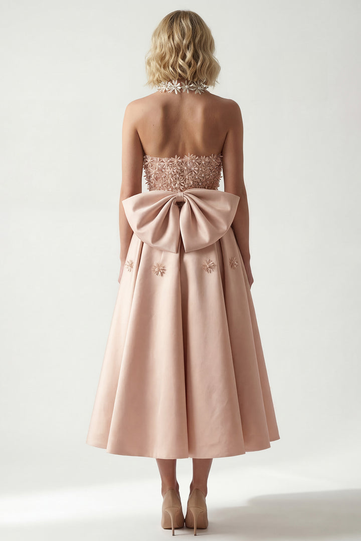 Laser-Cut Floral Mikado Midi Dress