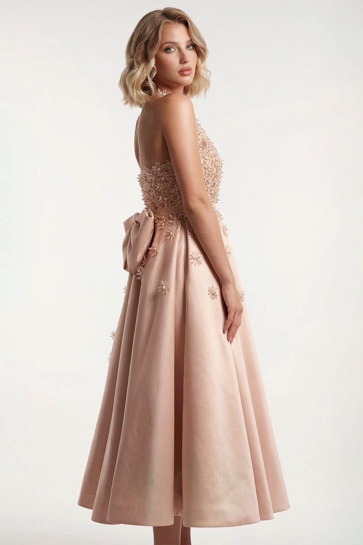 Laser-Cut Floral Mikado Midi Dress