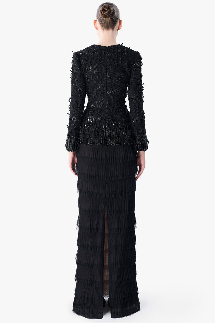 Embroidered Jacket with Layered Tulle Skirt