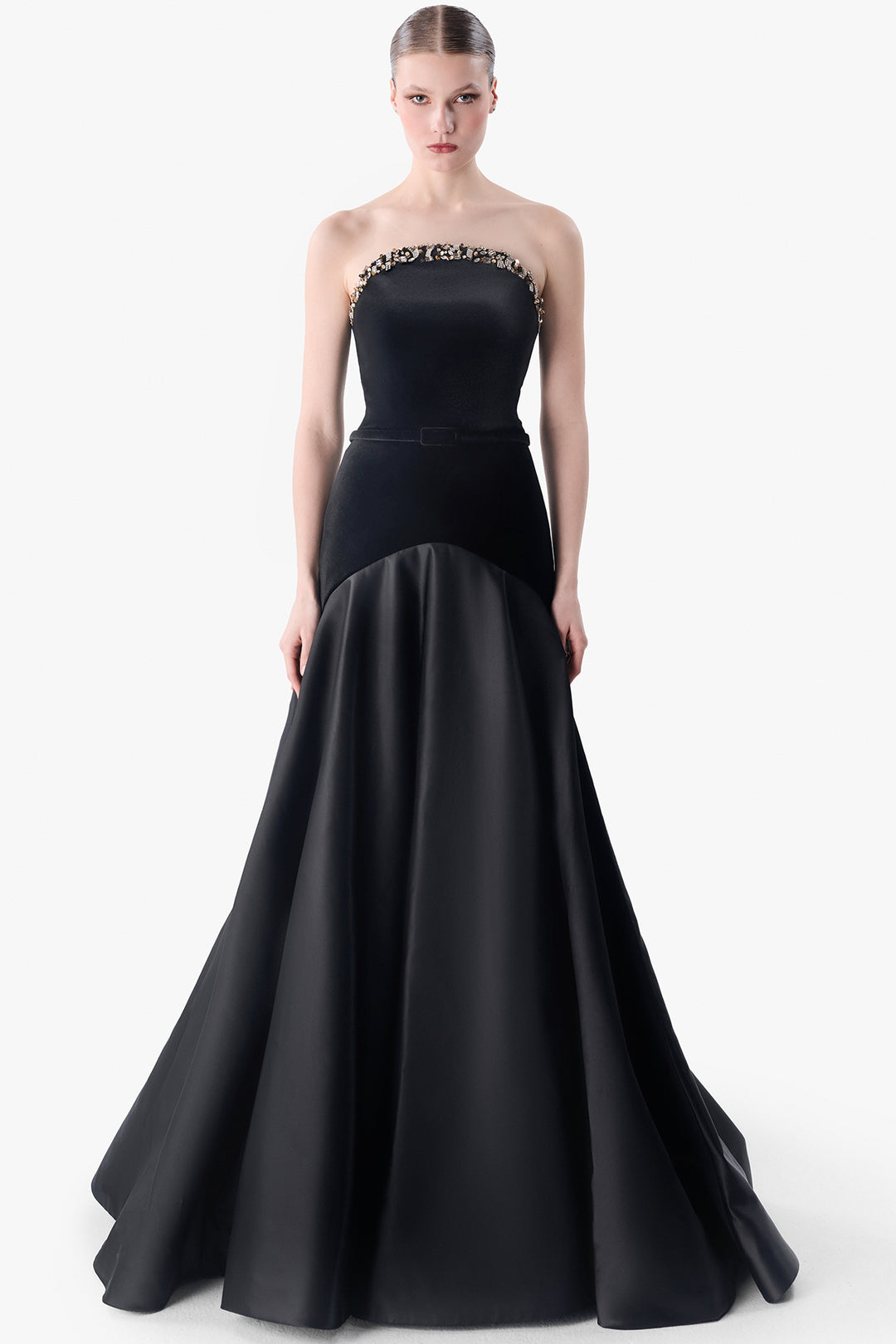 Embellished Black Evening Gown