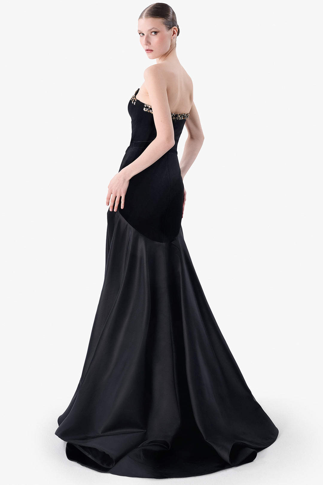 Embellished Black Evening Gown