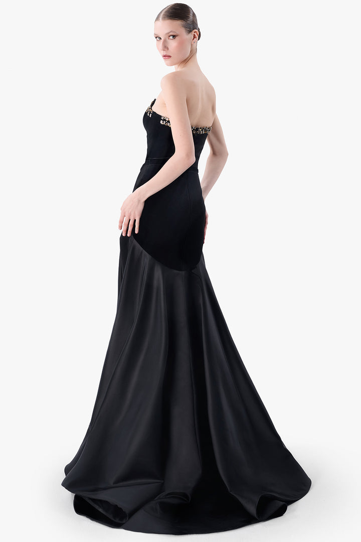 Embellished Black Evening Gown