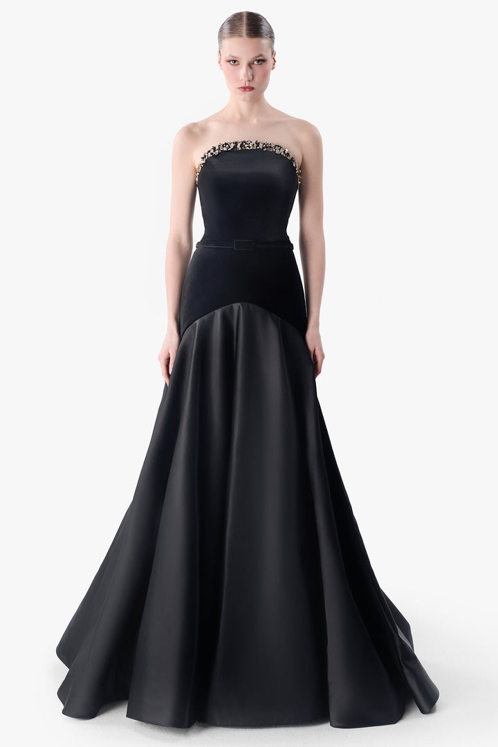 Embellished Black Evening Gown