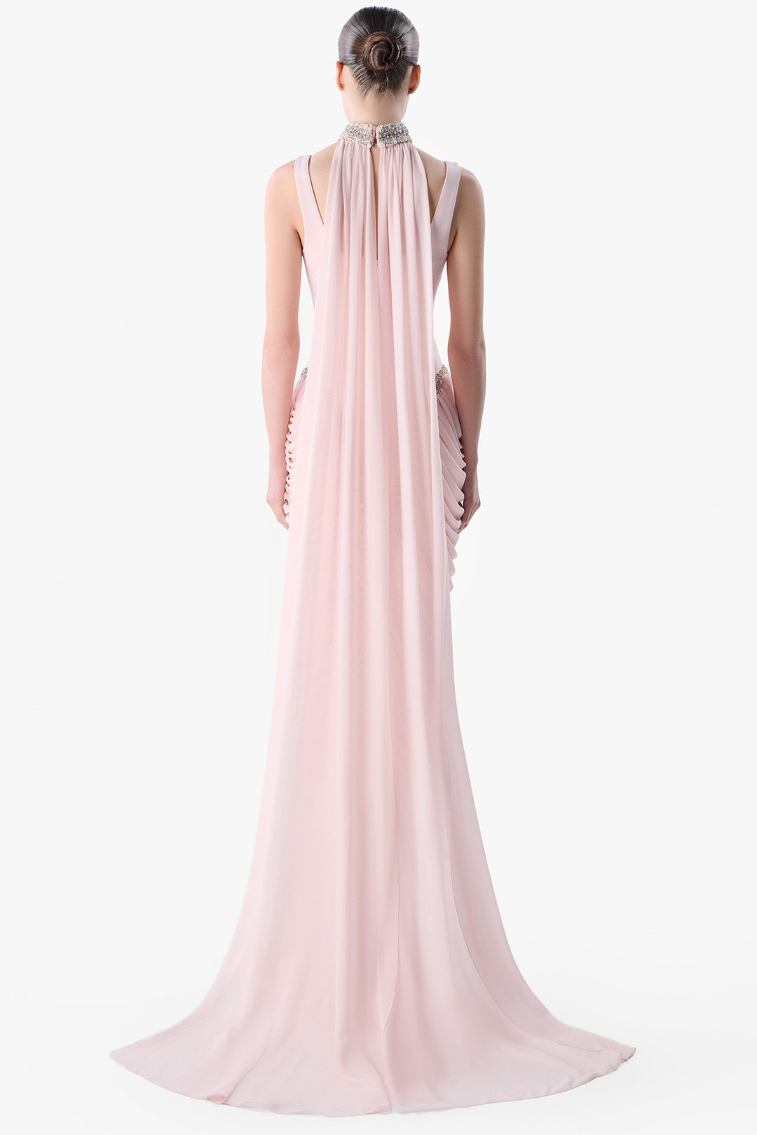 Draped Bodice Embroidered Gown