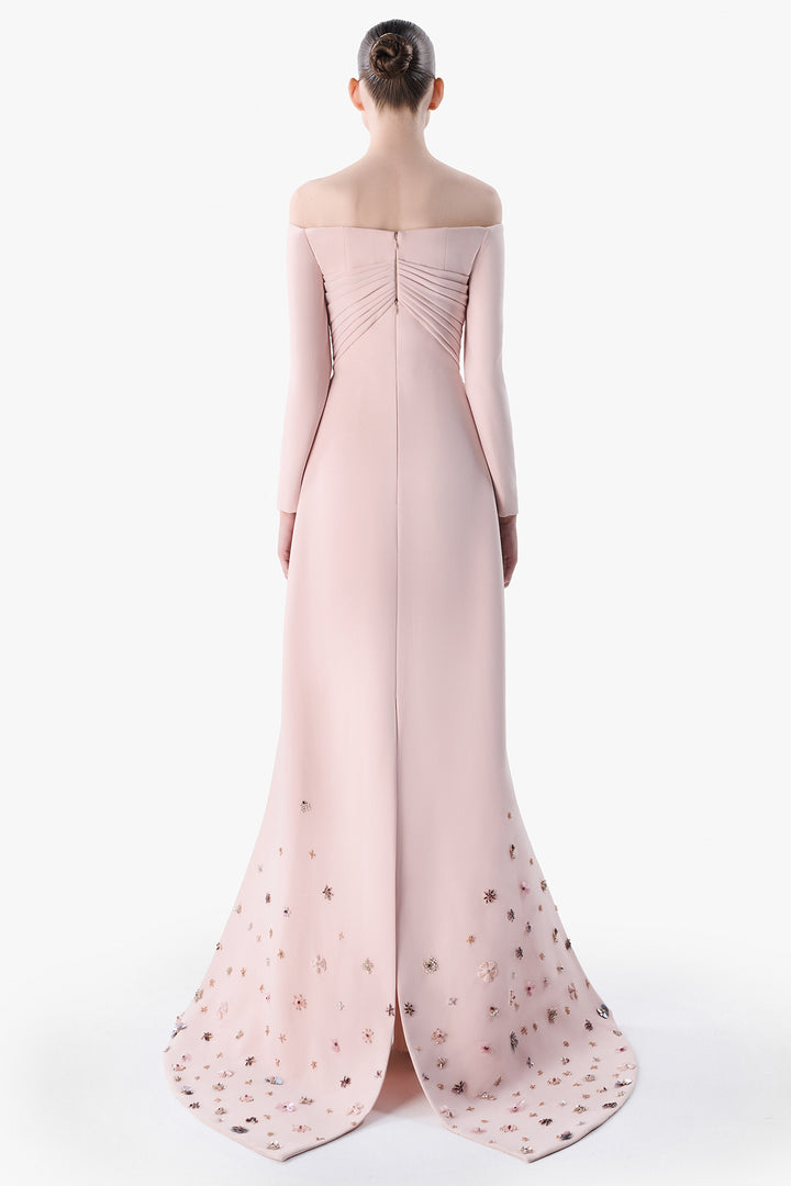 Fitted Gown with Layered Cape Jacket