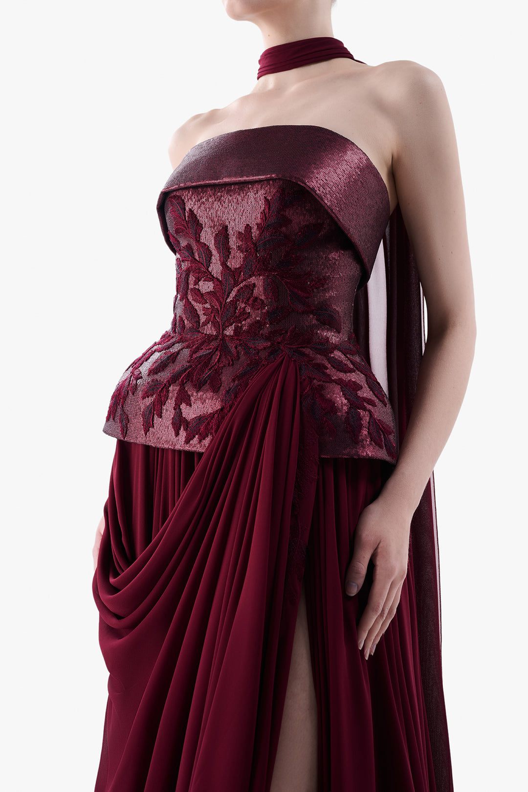 Strapless Draped Evening Gown