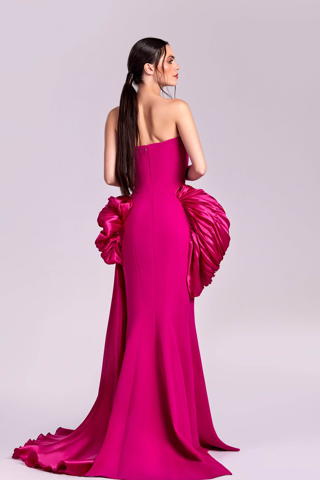 Strapless Dress with Side Trail