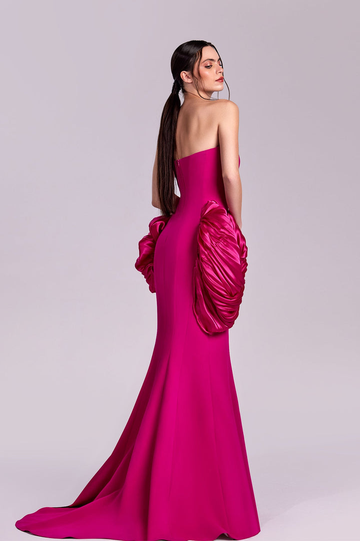 Strapless Dress with Side Trail