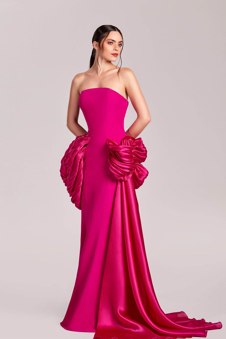 Strapless Dress with Side Trail