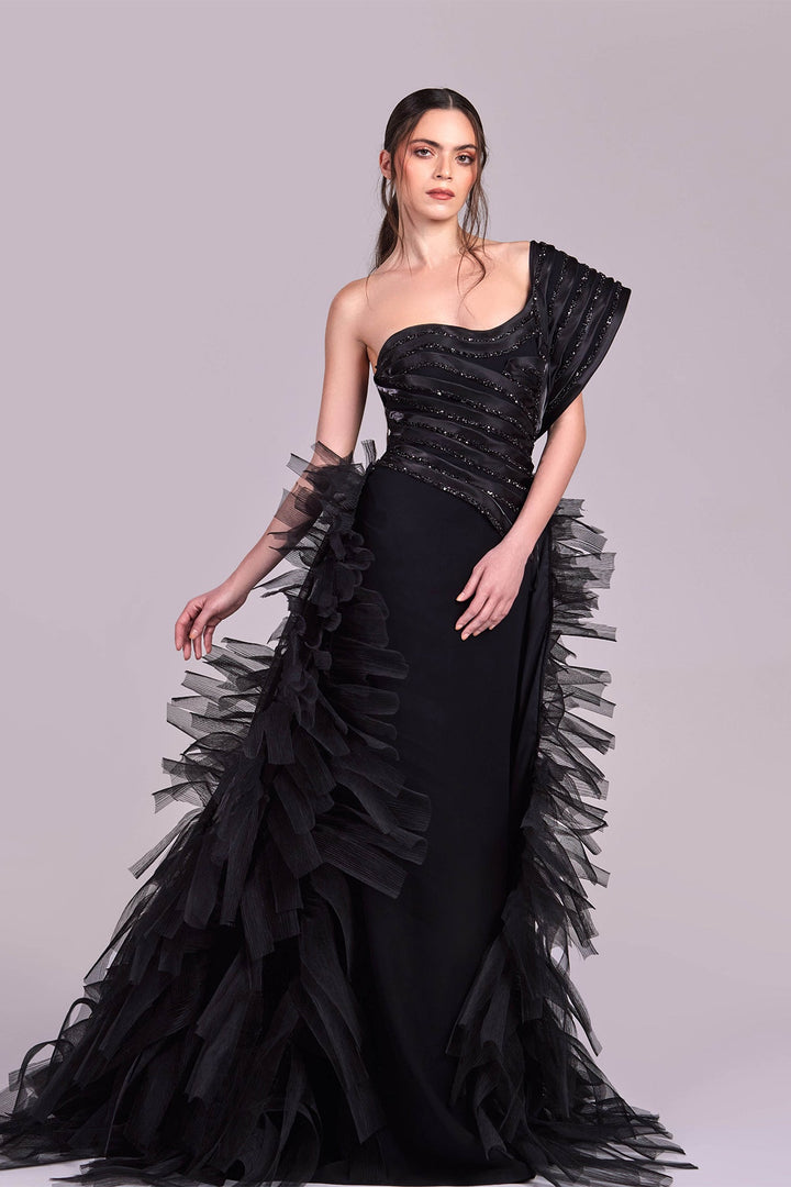 Straight-Cut Dress with an Overskirt