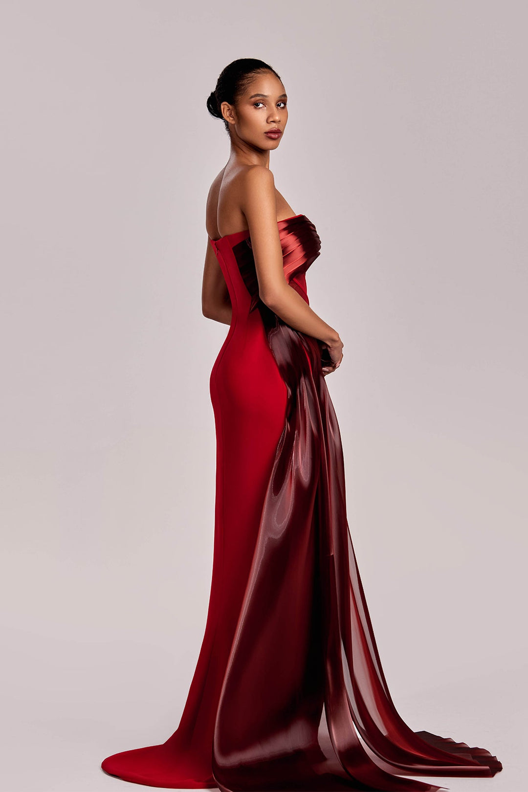 Strapless Dress with High Slit