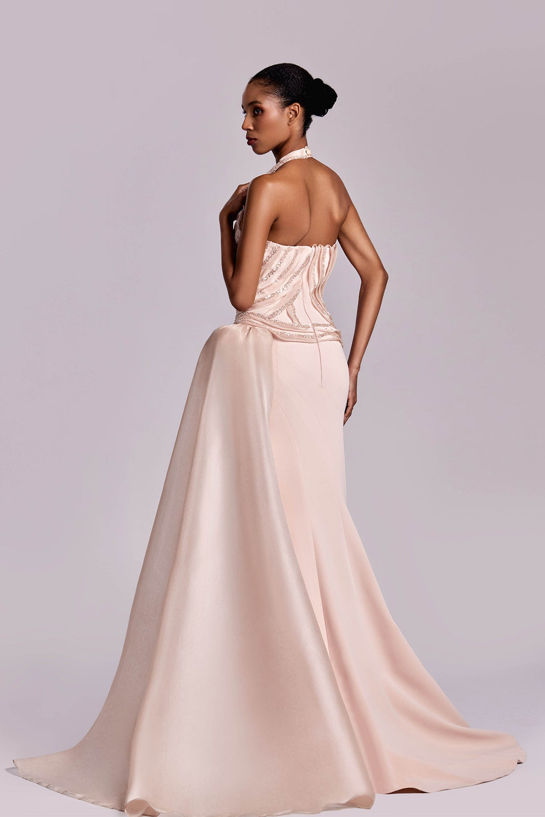 Embellished crepe mermaid gown Nude / US 4 Embellished crepe mermaid gown Nude / US 4