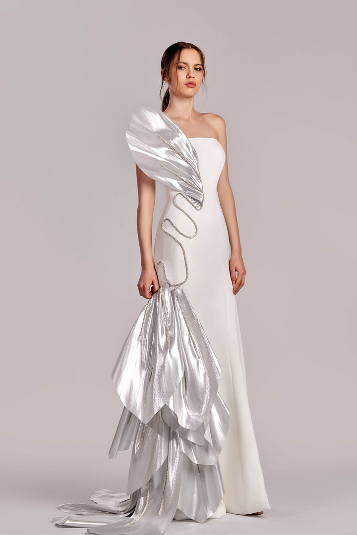 Strapless Metallic Detail Dress