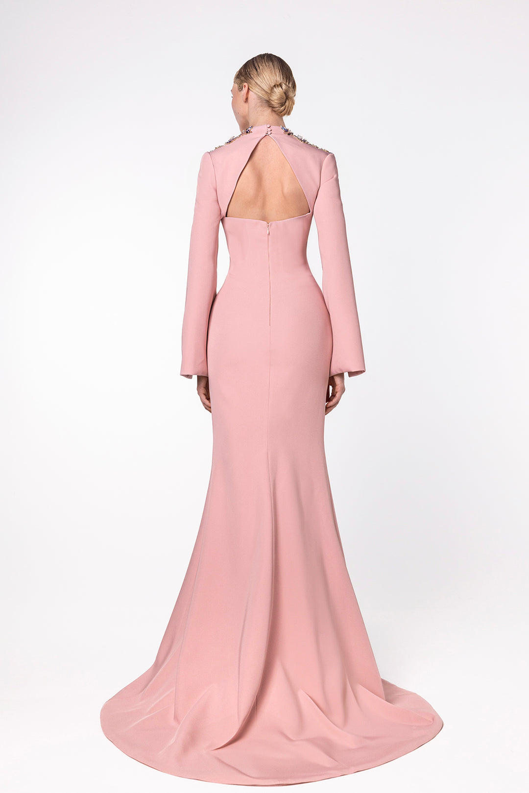 Floor-length Dress with Embellished Shoulders