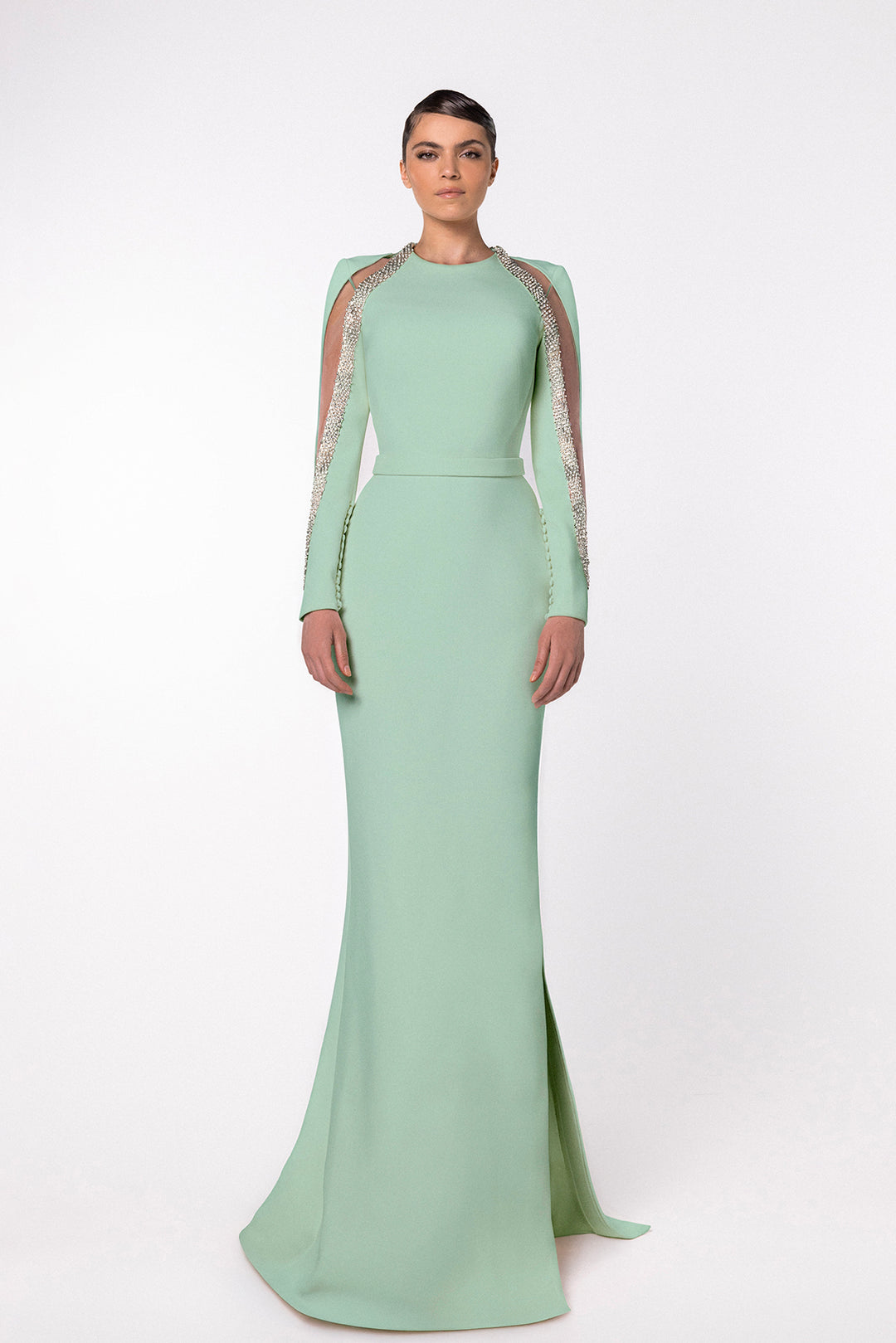 Mermaid Dress with Embellished Sleeves Off-White / FR 46 Mermaid Dress with Embellished Sleeves Off-White / FR 46