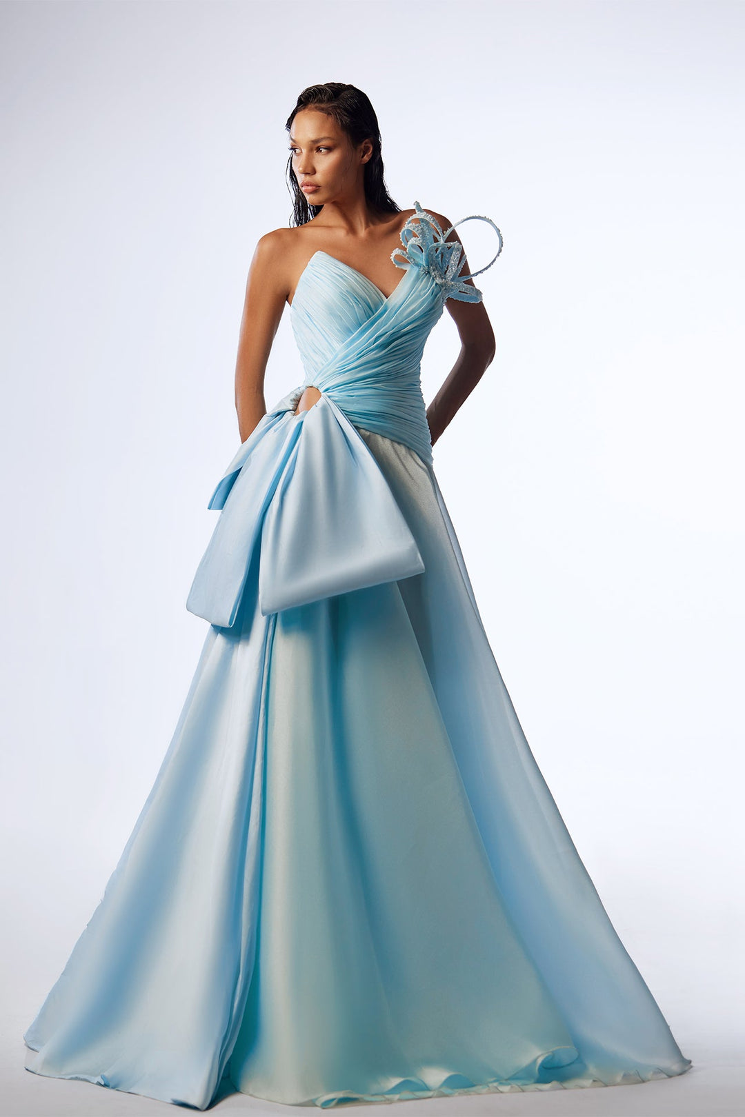 Taffeta and Organza Strapless A-line Dress