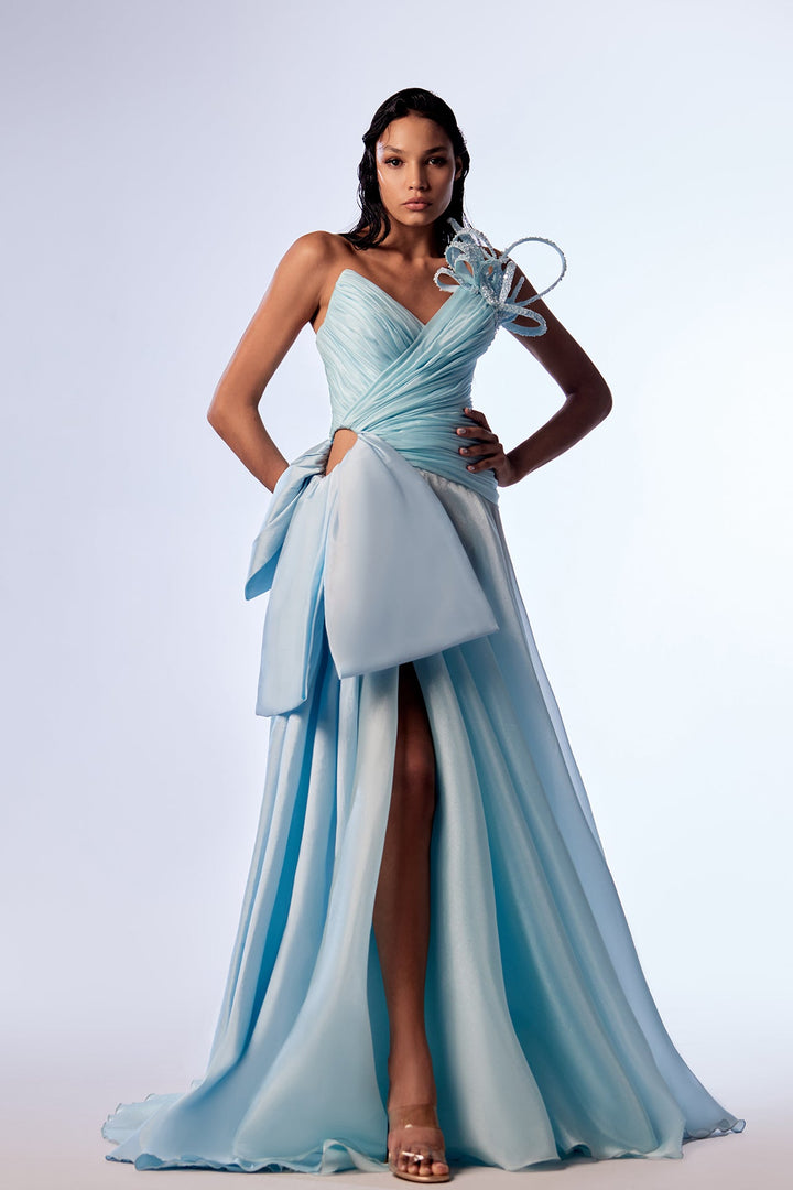 Taffeta and Organza Strapless A-line Dress