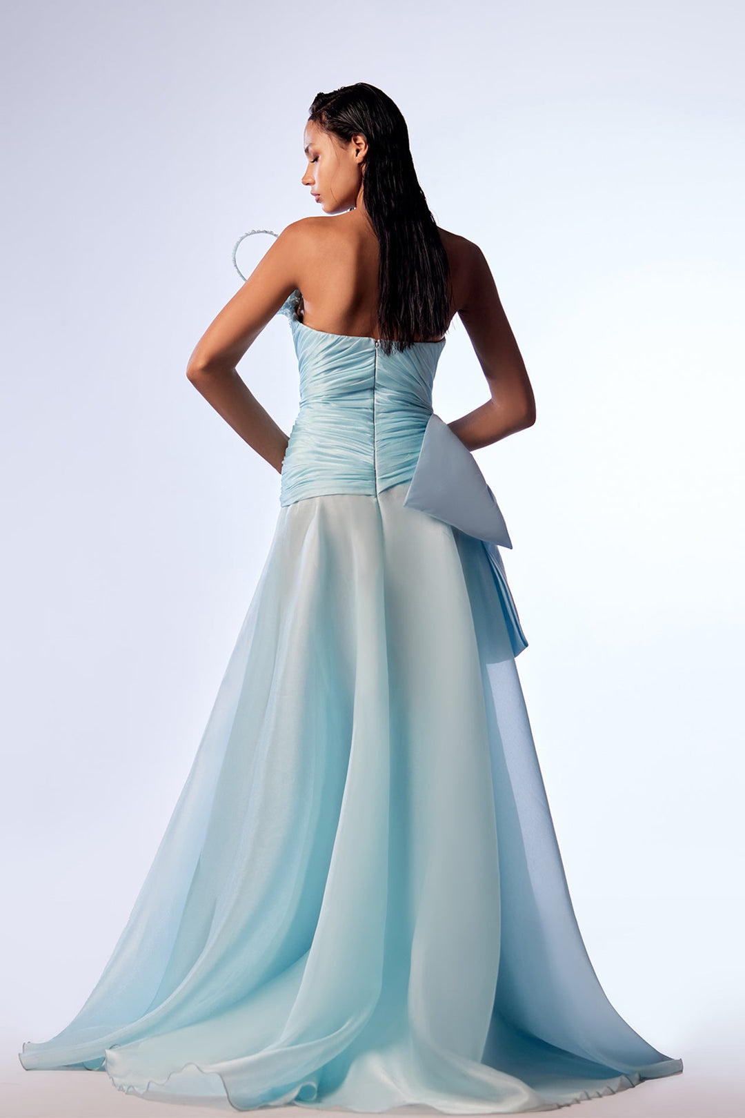 Taffeta and Organza Strapless A-line Dress