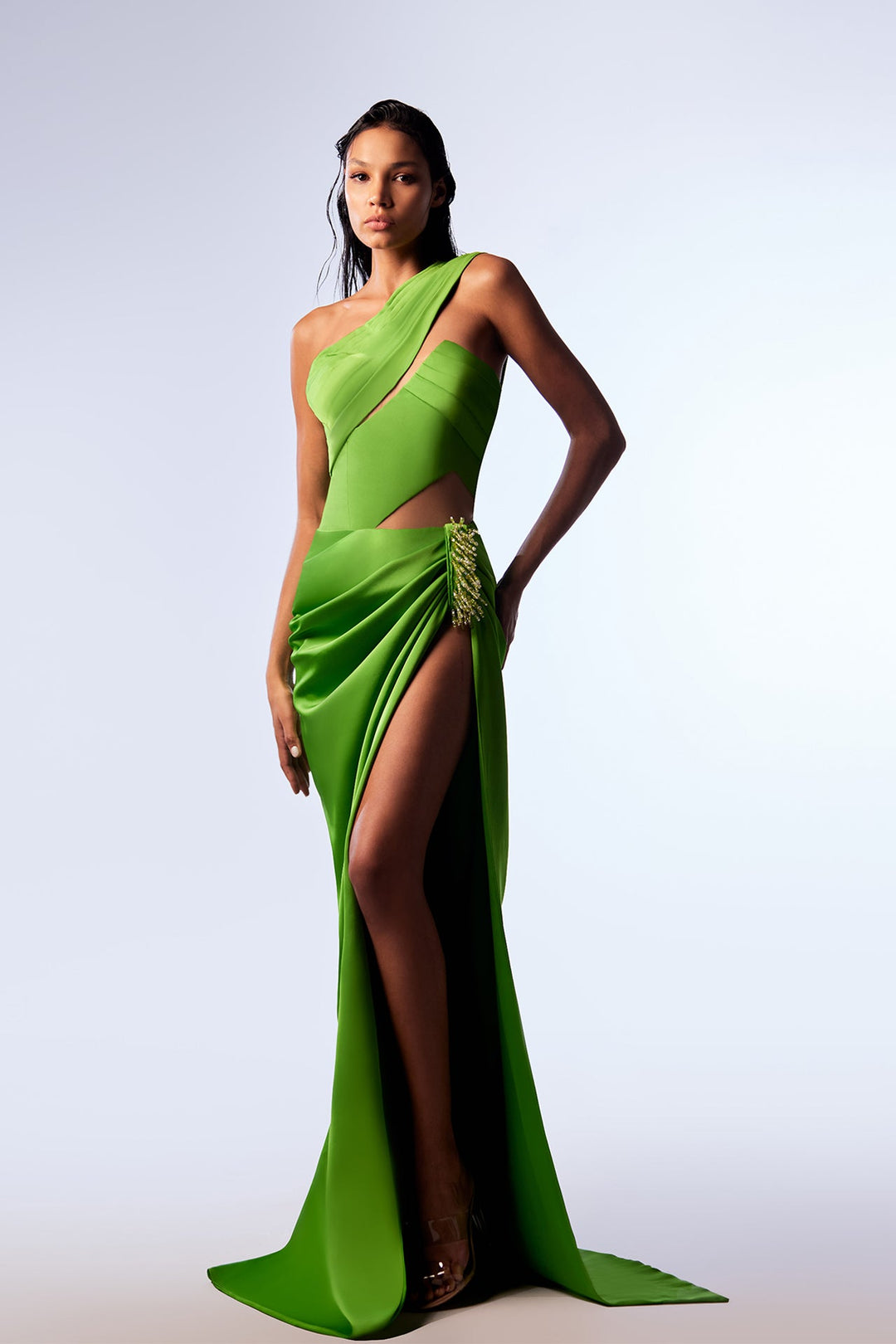 Crystal encrusted satin dress Green / US 2 Crystal encrusted satin dress Green / US 2
