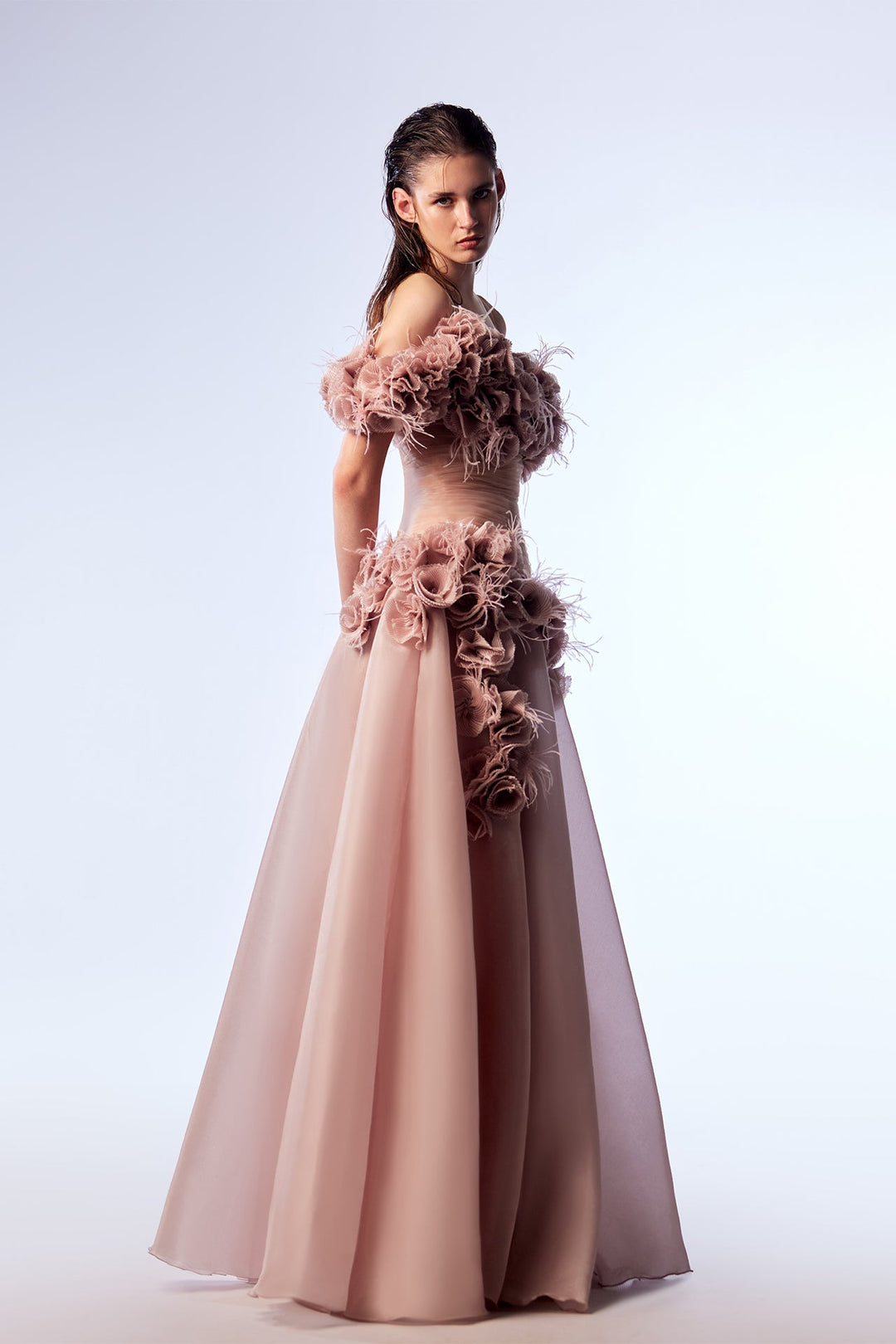 Tulle and Organza A-line Dress with Ruffles