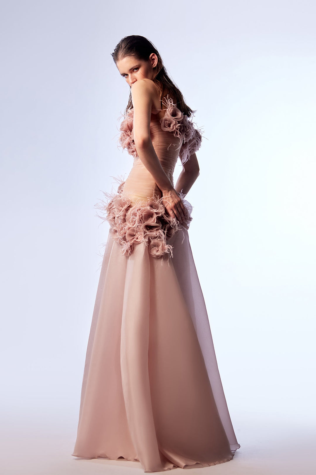 Tulle and Organza A-line Dress with Ruffles