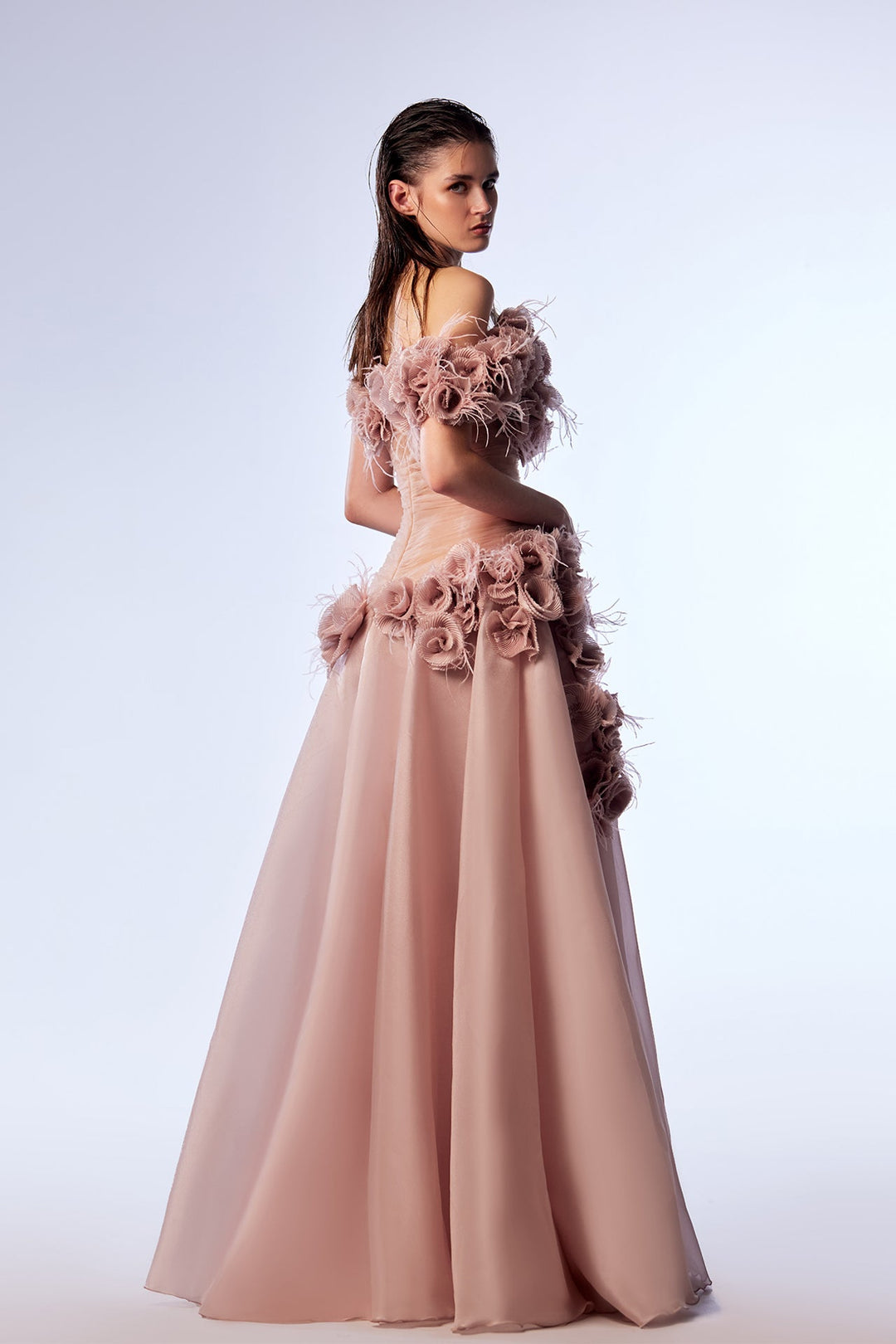 Tulle and Organza A-line Dress with Ruffles