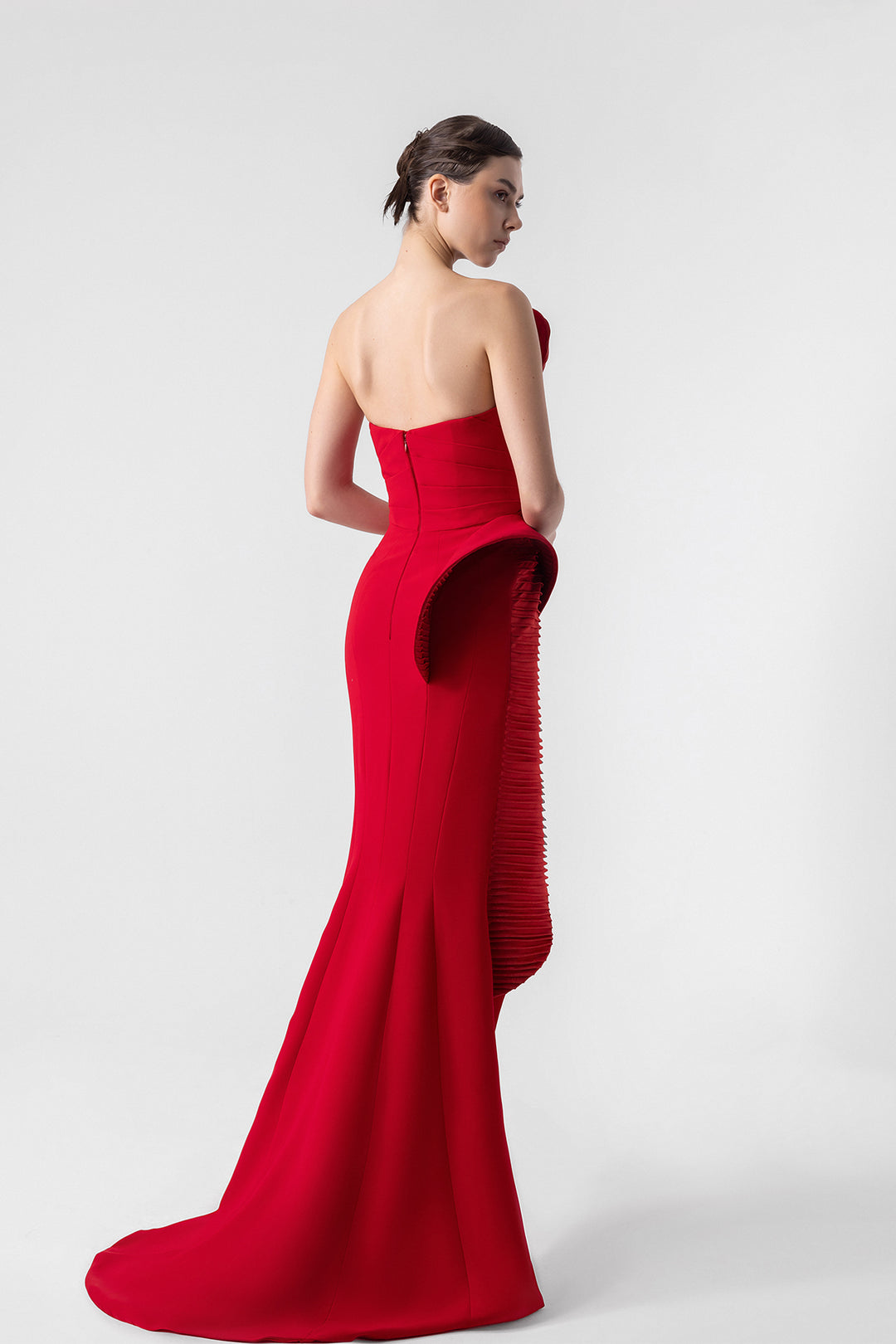 red lame dress Strapless Lam Organza Dress with Sculptural Bodice