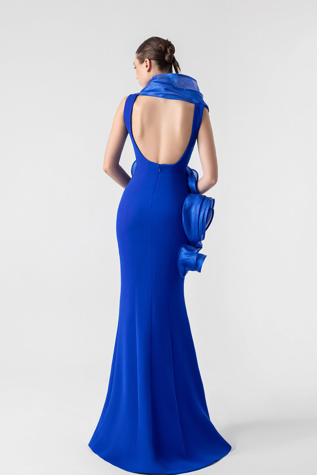 Halter Neck Open Back Mermaid Gown Blue / US 2 Halter Neck Open Back Mermaid Gown Blue / US 2