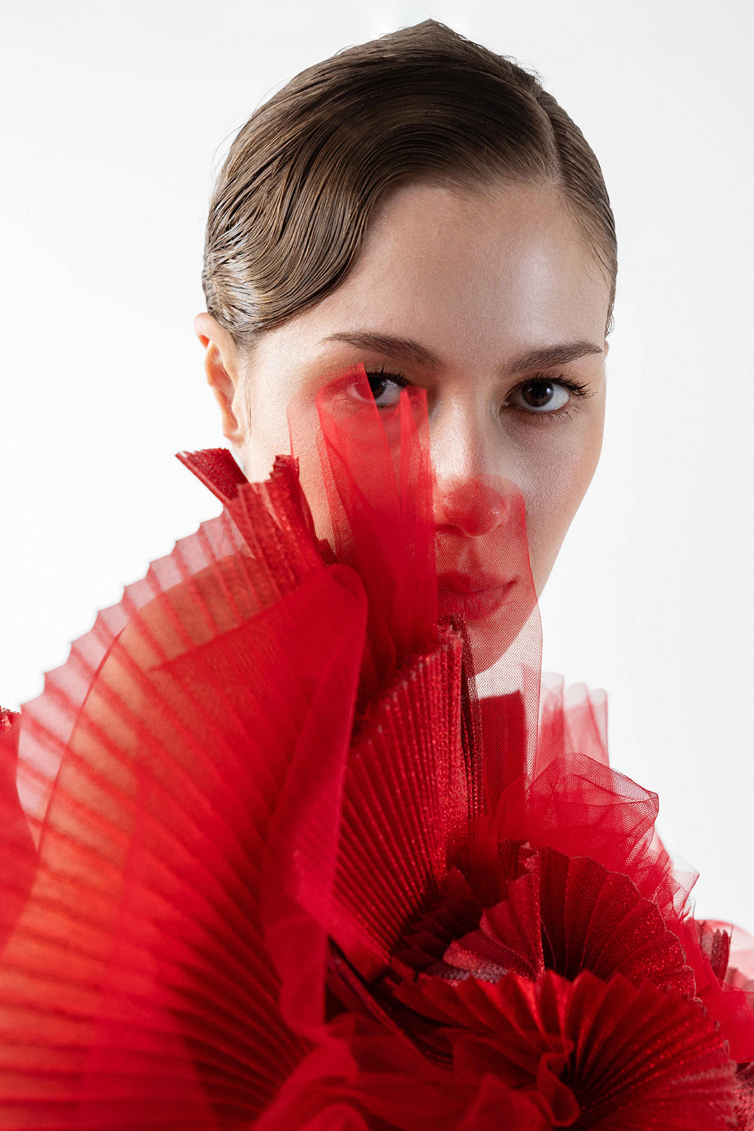 Draped Tulle Crepe Dress