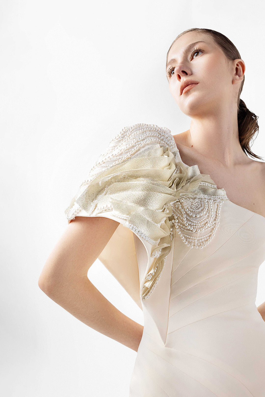 One-Shoulder Sculptural Crepe Dress