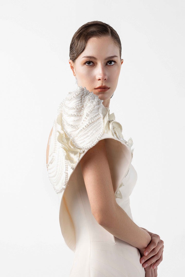 One-Shoulder Sculptural Crepe Dress