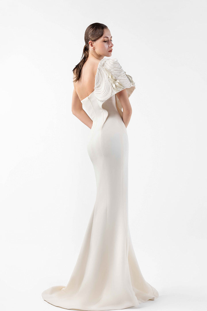 One-Shoulder Sculptural Crepe Dress