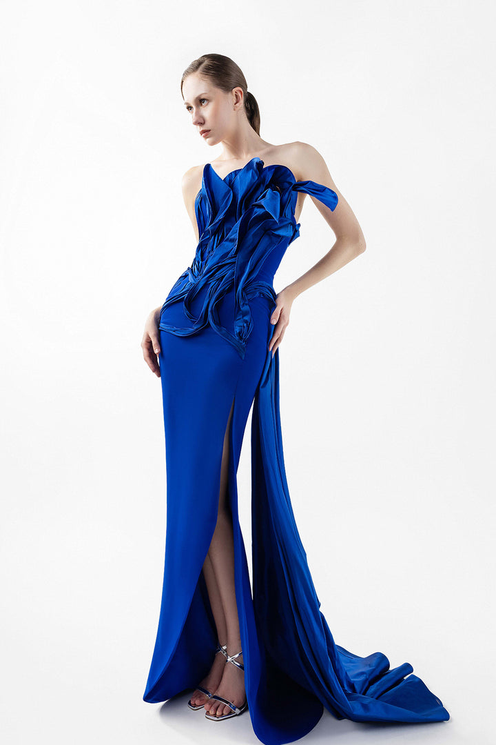 Strapless Sculptural Taffeta Dress