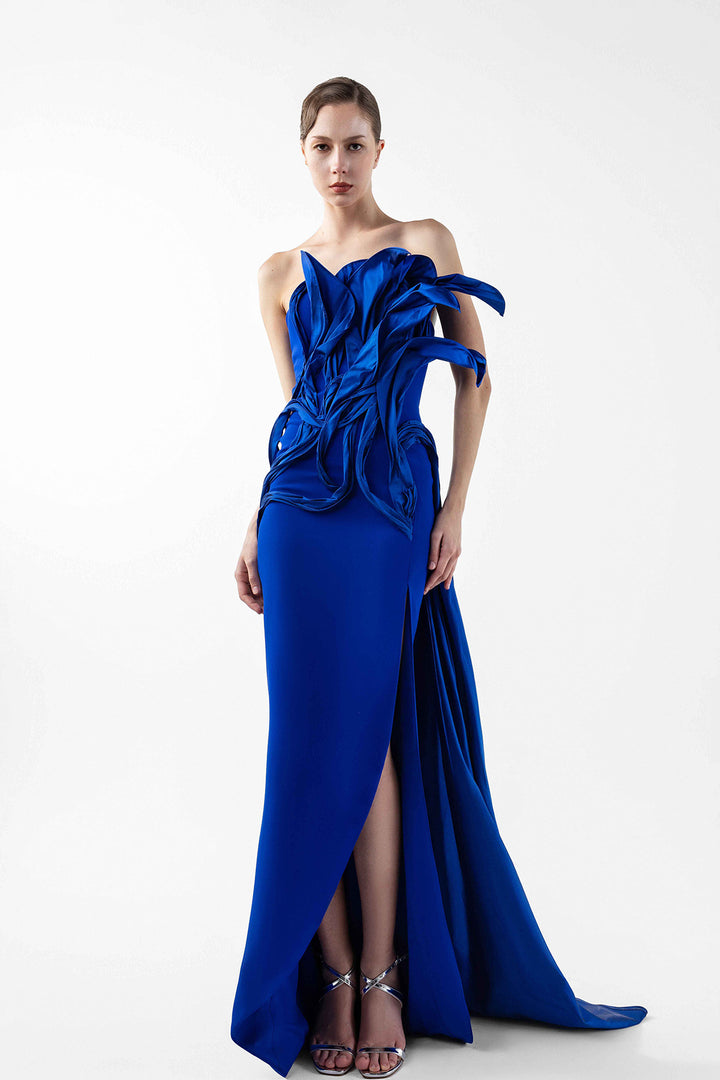 Strapless Sculptural Taffeta Dress
