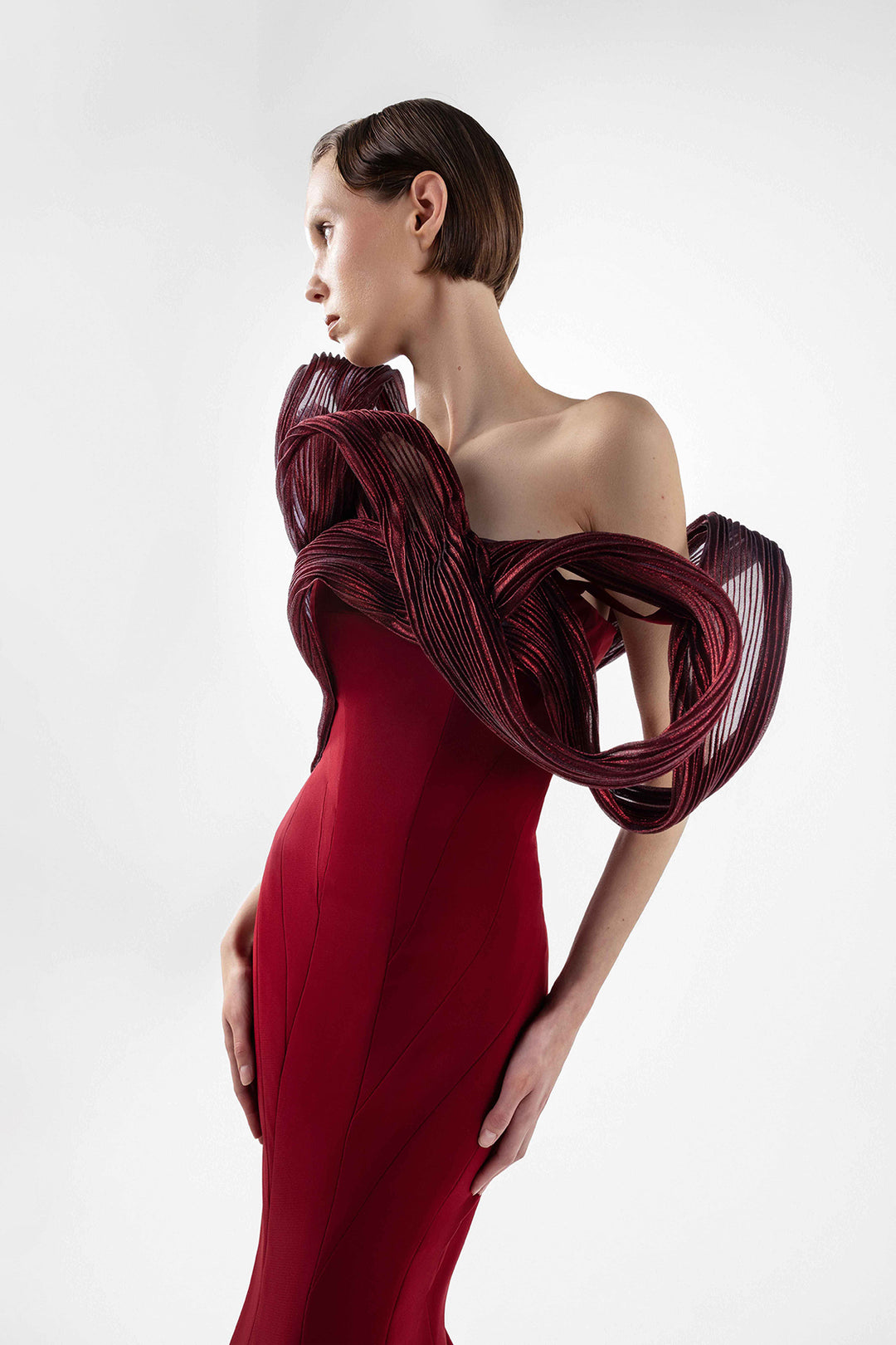 Crimson Crown Sculpted Mermaid Dress