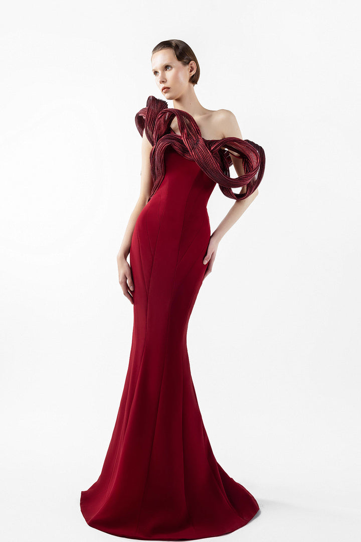 Crimson Crown Sculpted Mermaid Dress