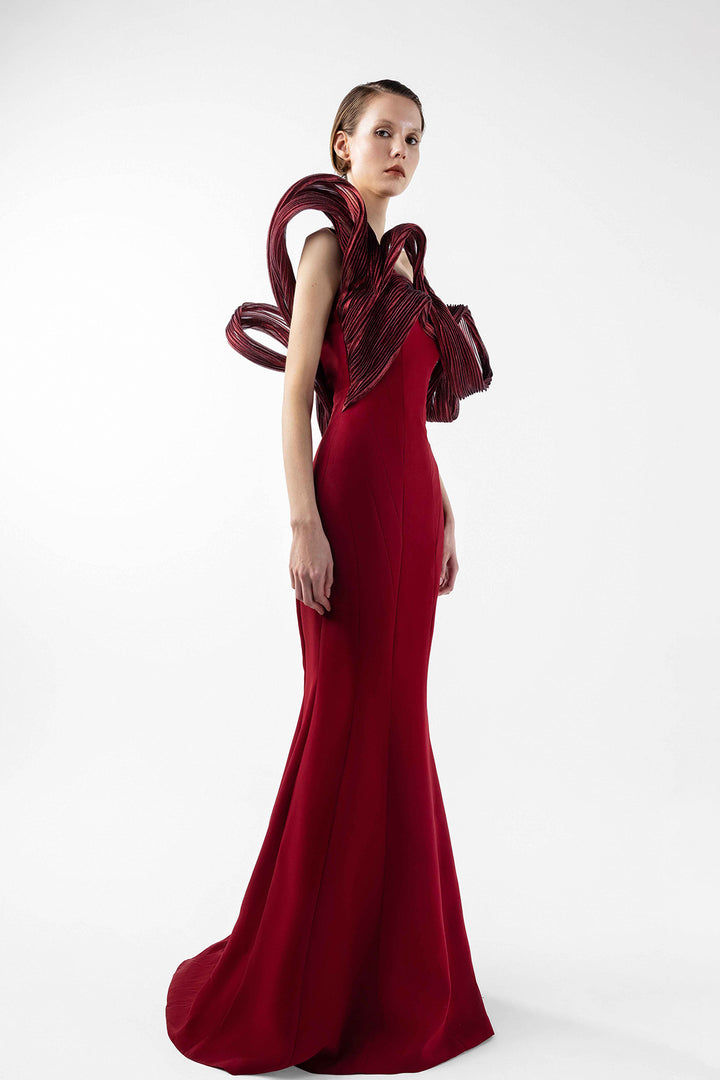 Crimson Crown Sculpted Mermaid Dress
